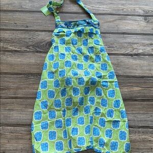 Vera Bradley apron kids doodle daisy Green Blue NEW cooking baking play